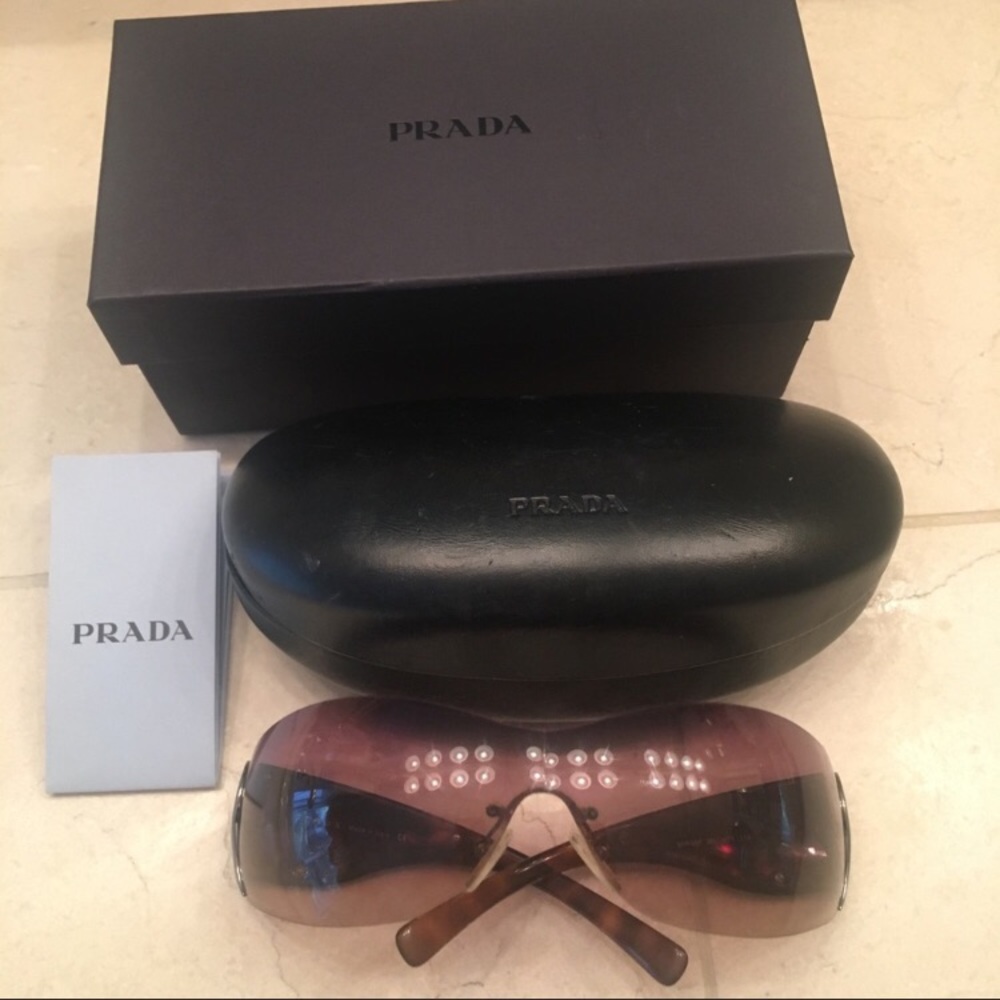 Prada spr 58F Sunglasses brown silver hard case